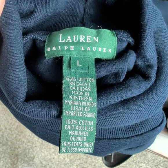 Vintage Ralph Lauren Blue Turtleneck Top Large Logo Long Sleeve - Picture 8 of 9
